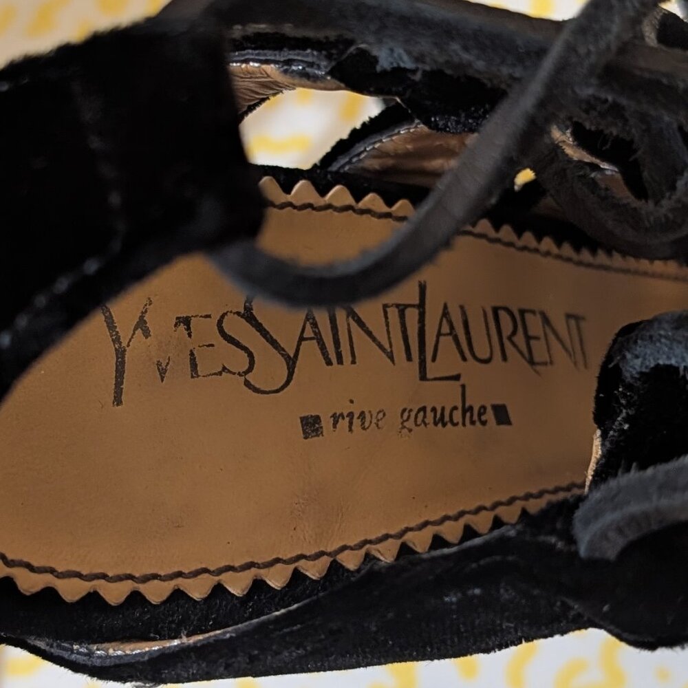 YSL Tom Ford for Yves St Laurent Velvet Gladiator Heels 37 - Picture 11 of 11